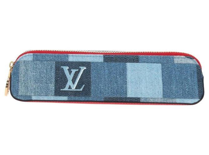 LOUIS VUITTON Monogram Denim Trousse Elizabeth Pen Case Blue GI0444 Auth 195530M Azul - vista 13