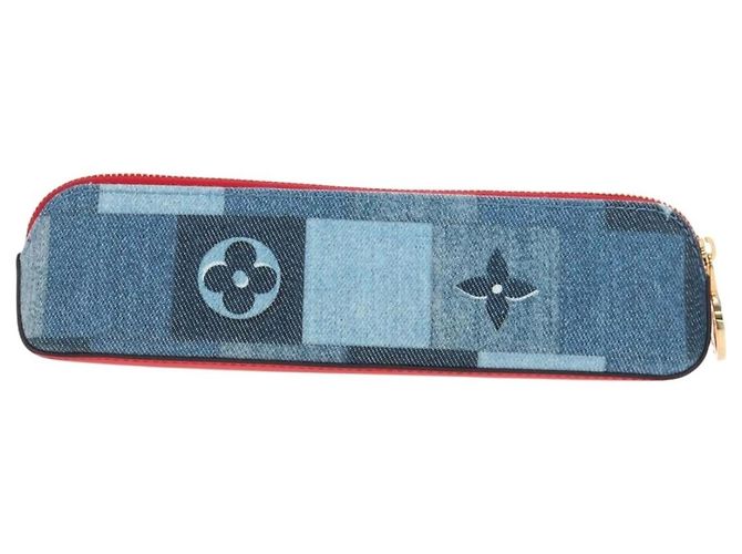 LOUIS VUITTON Monogram Denim Trousse Elizabeth Pen Case Blue GI0444 Auth 195530M Azul - vista 2