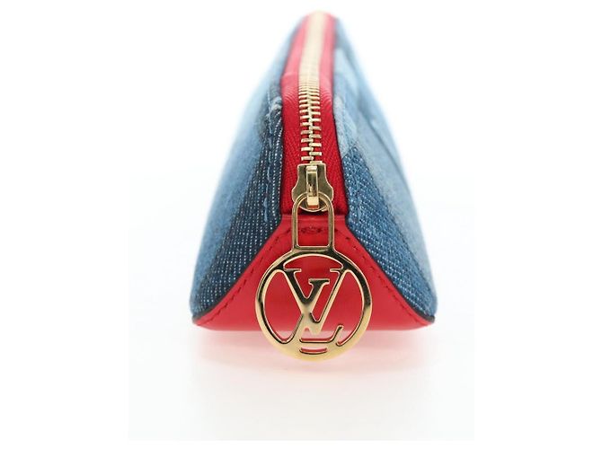 LOUIS VUITTON Monogram Denim Trousse Elizabeth Pen Case Blue GI0444 Auth 195530M Azul - vista 4