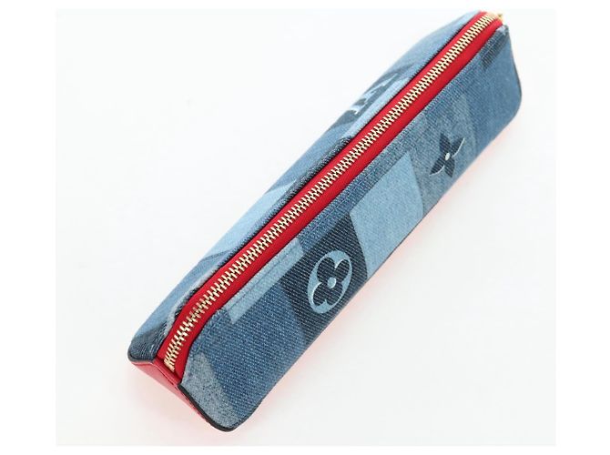LOUIS VUITTON Monogram Denim Trousse Elizabeth Pen Case Blue GI0444 Auth 195530M Azul - vista 5