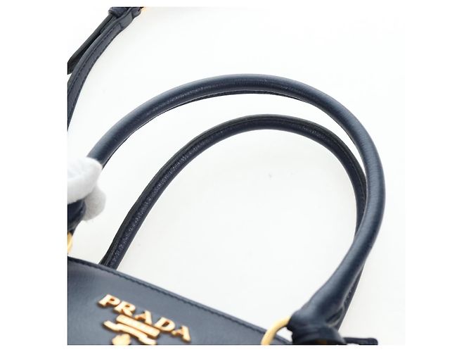 Borsa PRADA Vitterodino in pelle 2way Navy tono oro Auth BA14804V Blu navy - vista 14