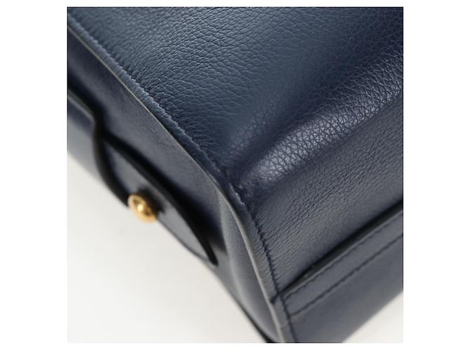 Borsa PRADA Vitterodino in pelle 2way Navy tono oro Auth BA14804V Blu navy - vista 16