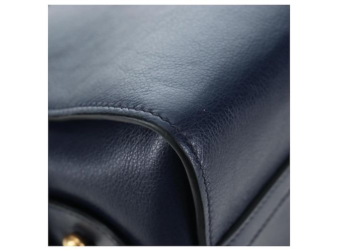 Borsa PRADA Vitterodino in pelle 2way Navy tono oro Auth BA14804V Blu navy - vista 18