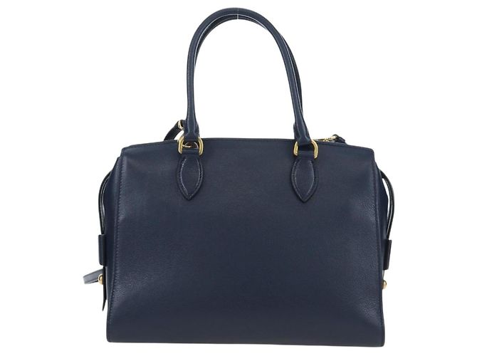 Borsa PRADA Vitterodino in pelle 2way Navy tono oro Auth BA14804V Blu navy - vista 2
