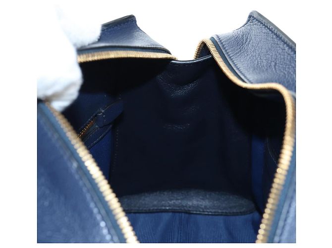 Borsa PRADA Vitterodino in pelle 2way Navy tono oro Auth BA14804V Blu navy - vista 23