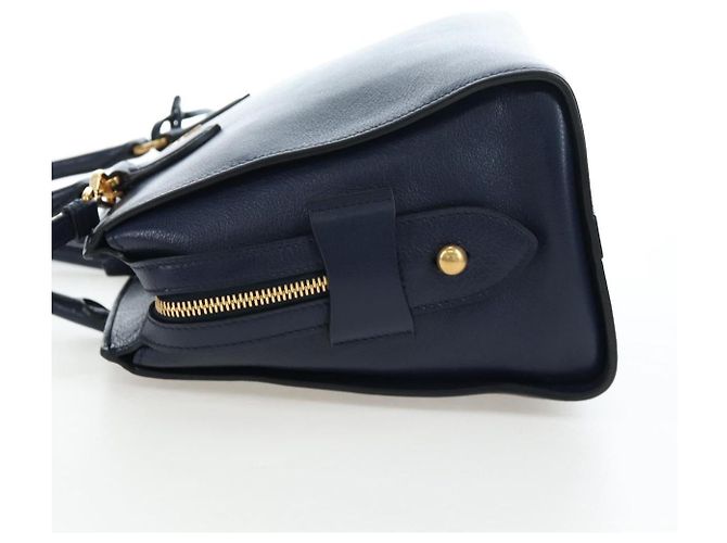 Borsa PRADA Vitterodino in pelle 2way Navy tono oro Auth BA14804V Blu navy - vista 3