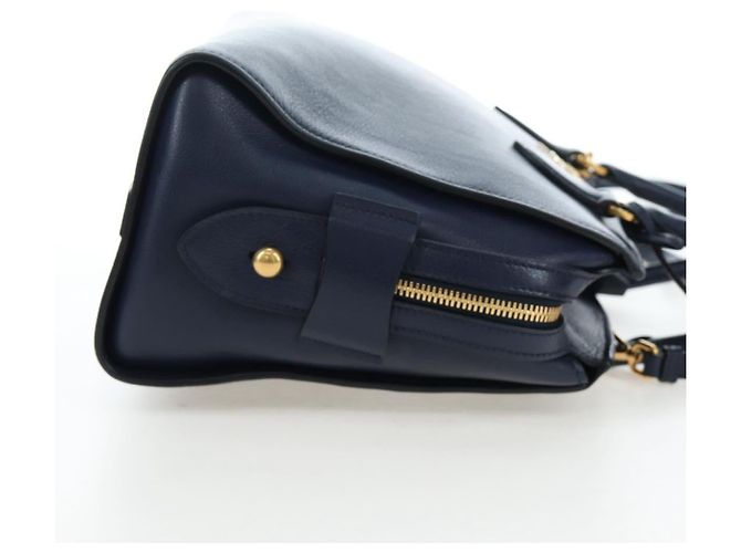 Borsa PRADA Vitterodino in pelle 2way Navy tono oro Auth BA14804V Blu navy - vista 4