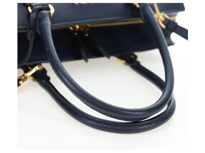 Borsa PRADA Vitterodino in pelle 2way Navy tono oro Auth BA14804V Blu navy - vista 7