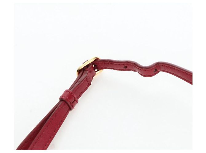 Borsa CHANEL Mini Matelasse 20 con catena in pelle d'agnello 2 vie rossa e oro CC Auth 196377M Rosso D'oro - vista 11