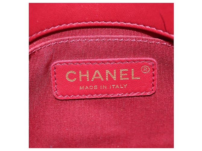 Borsa CHANEL Mini Matelasse 20 con catena in pelle d'agnello 2 vie rossa e oro CC Auth 196377M Rosso D'oro - vista 21