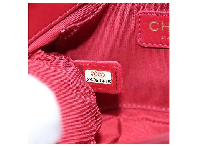 Borsa CHANEL Mini Matelasse 20 con catena in pelle d'agnello 2 vie rossa e oro CC Auth 196377M Rosso D'oro - vista 26