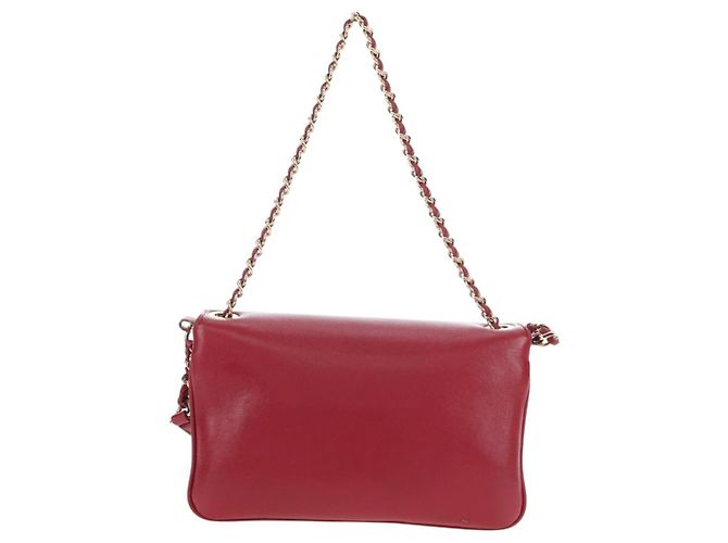 Borsa CHANEL Mini Matelasse 20 con catena in pelle d'agnello 2 vie rossa e oro CC Auth 196377M Rosso D'oro - vista 3