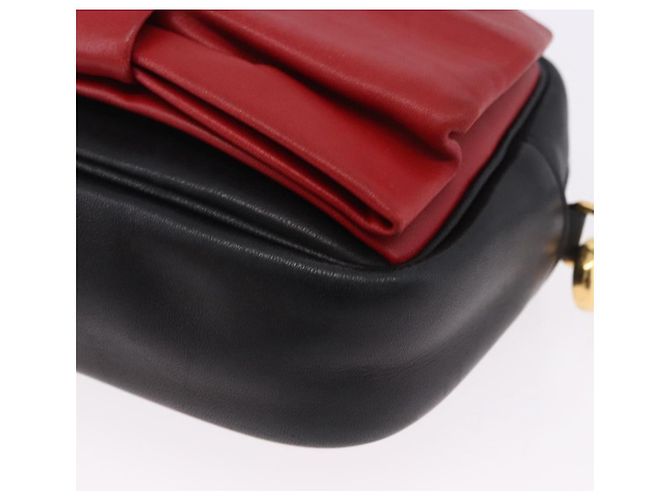 Borsa a tracolla PRADA Ribbon in pelle nera e oro Auth 196349A Nero D'oro - vista 14
