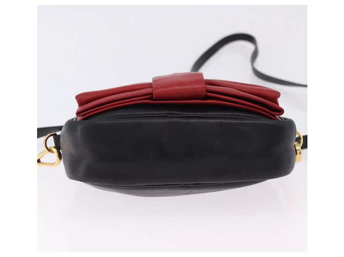 Borsa a tracolla PRADA Ribbon in pelle nera e oro Auth 196349A Nero D'oro - vista 5