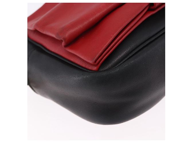 Borsa a tracolla PRADA Ribbon in pelle nera e oro Auth 196349A Nero D'oro - vista 9