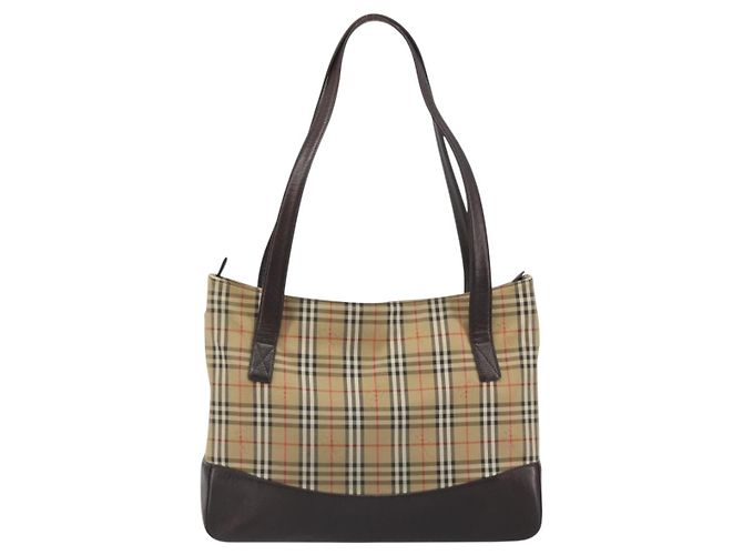 Borsa a tracolla BURBERRY Nova Check Canvas Brown Gold Auth mr2829 Marrone D'oro - vista 2