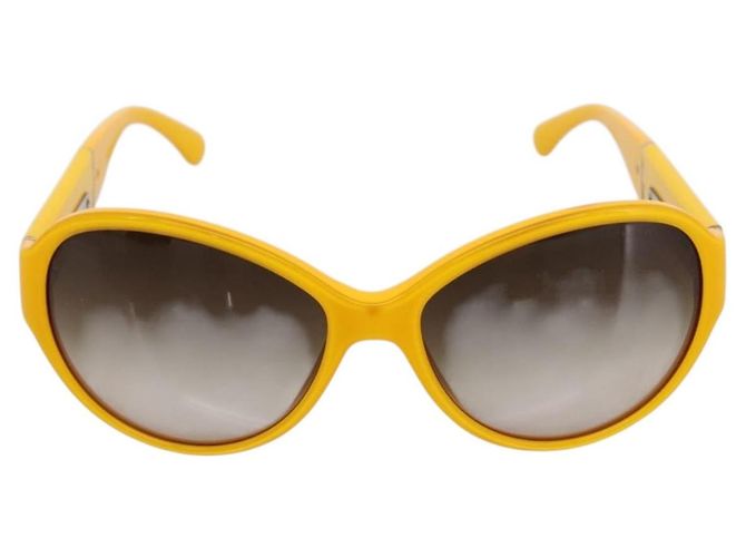 Occhiali da sole CHANEL COCO Mark Plastica Giallo Argento CC Auth 198826A - vista 2