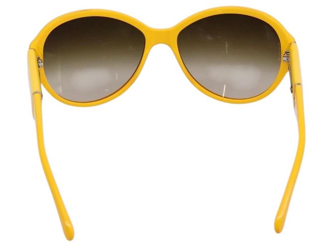 Occhiali da sole CHANEL COCO Mark Plastica Giallo Argento CC Auth 198826A - vista 3