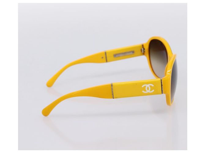 Occhiali da sole CHANEL COCO Mark Plastica Giallo Argento CC Auth 198826A - vista 4