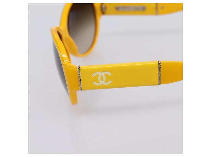 Occhiali da sole CHANEL COCO Mark Plastica Giallo Argento CC Auth 198826A - vista 7