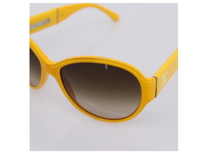 Occhiali da sole CHANEL COCO Mark Plastica Giallo Argento CC Auth 198826A - vista 9