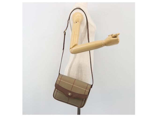 Borsa a tracolla Burberrys Nova Check Canvas Beige Tono Oro Auth BA14831 - vista 23