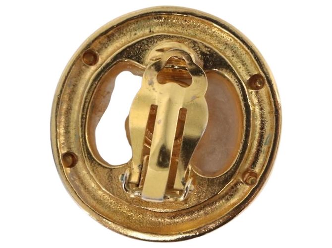 Orecchini perle CHANEL metallo Gold Tone CC Auth 198846 - vista 10