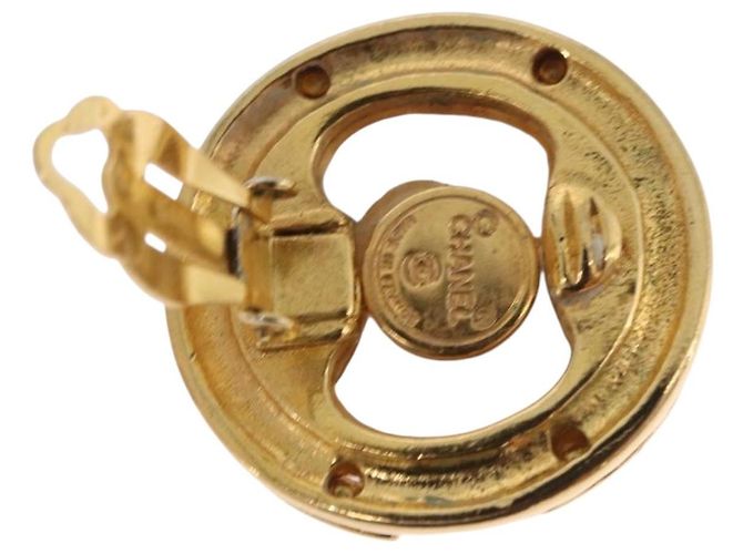 Orecchini perle CHANEL metallo Gold Tone CC Auth 198846 - vista 11