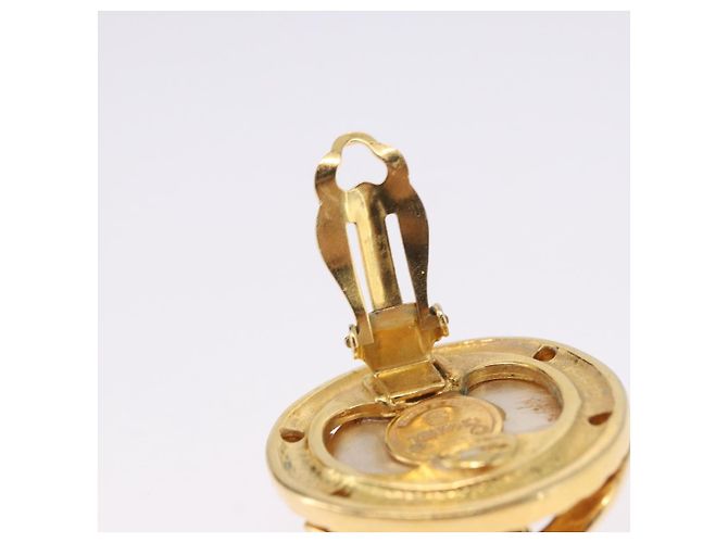 Orecchini perle CHANEL metallo Gold Tone CC Auth 198846 - vista 12