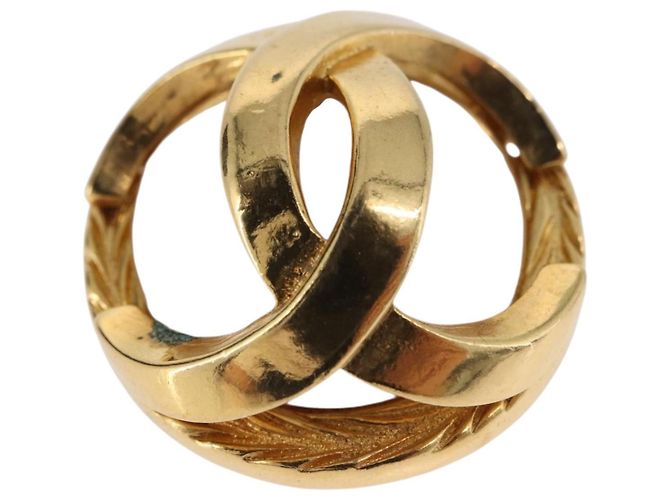 Orecchini perle CHANEL metallo Gold Tone CC Auth 198846 - vista 4
