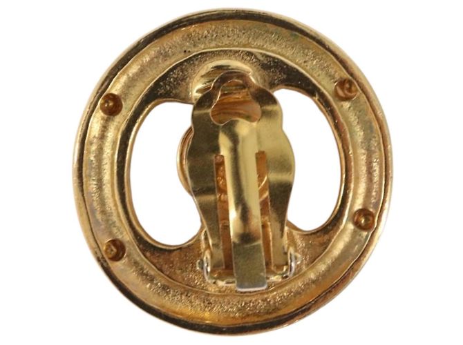 Orecchini perle CHANEL metallo Gold Tone CC Auth 198846 - vista 5