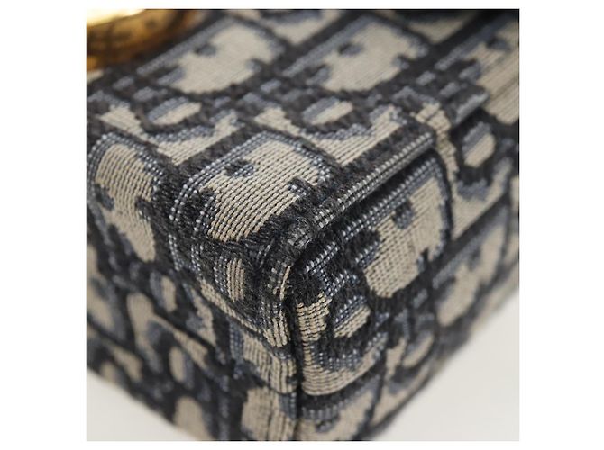 Borsa a mano Christian Dior Trotter Canvas Diorissimo Navy Gold Auth 196320M D'oro Blu navy - vista 14