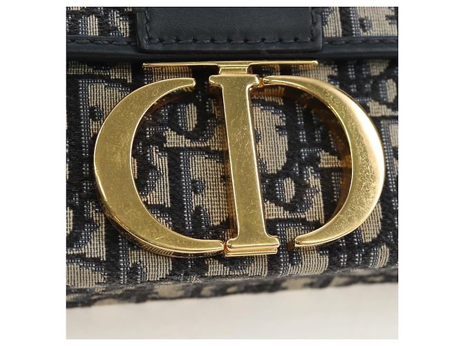 Borsa a mano Christian Dior Trotter Canvas Diorissimo Navy Gold Auth 196320M D'oro Blu navy - vista 17