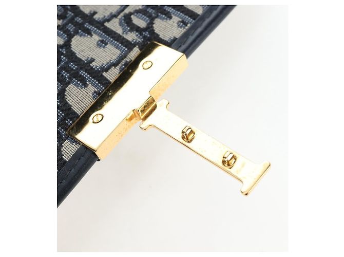 Borsa a mano Christian Dior Trotter Canvas Diorissimo Navy Gold Auth 196320M D'oro Blu navy - vista 19