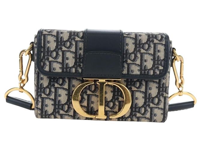 Borsa a mano Christian Dior Trotter Canvas Diorissimo Navy Gold Auth 196320M D'oro Blu navy - vista 2