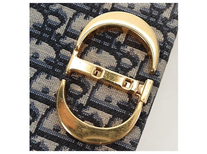 Borsa a mano Christian Dior Trotter Canvas Diorissimo Navy Gold Auth 196320M D'oro Blu navy - vista 20