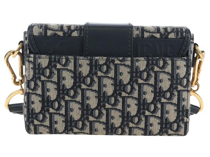 Borsa a mano Christian Dior Trotter Canvas Diorissimo Navy Gold Auth 196320M D'oro Blu navy - vista 3