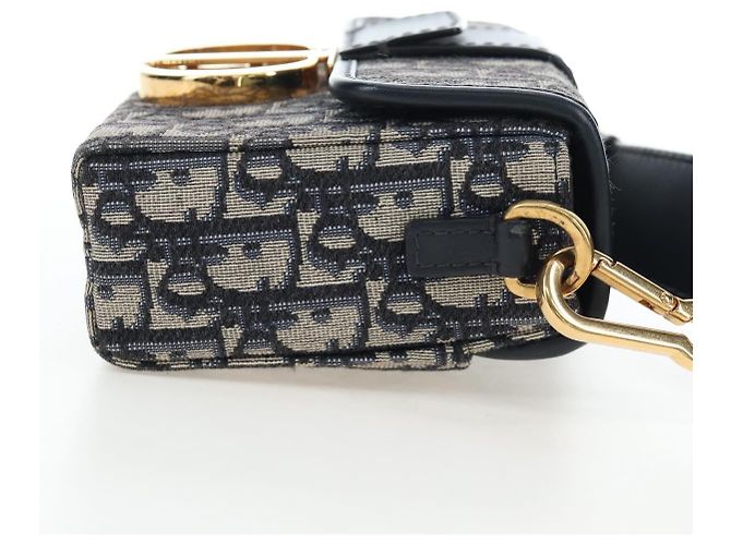 Borsa a mano Christian Dior Trotter Canvas Diorissimo Navy Gold Auth 196320M D'oro Blu navy - vista 5