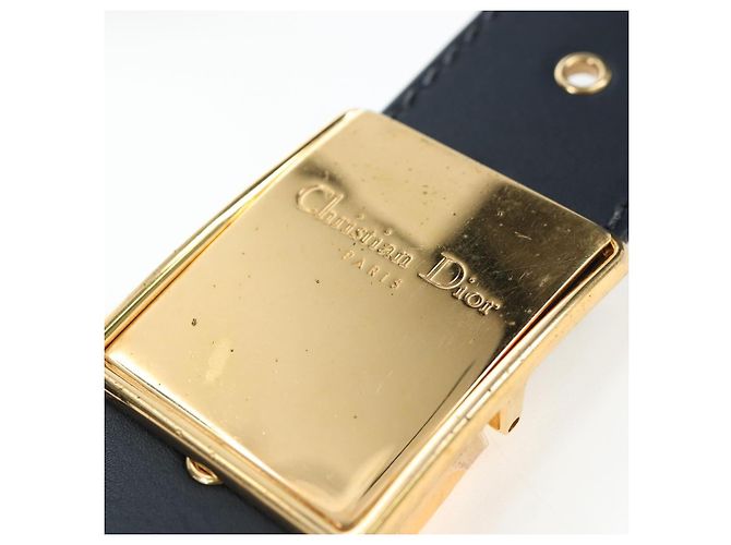 Borsa a mano Christian Dior Trotter Canvas Diorissimo Navy Gold Auth 196320M D'oro Blu navy - vista 9