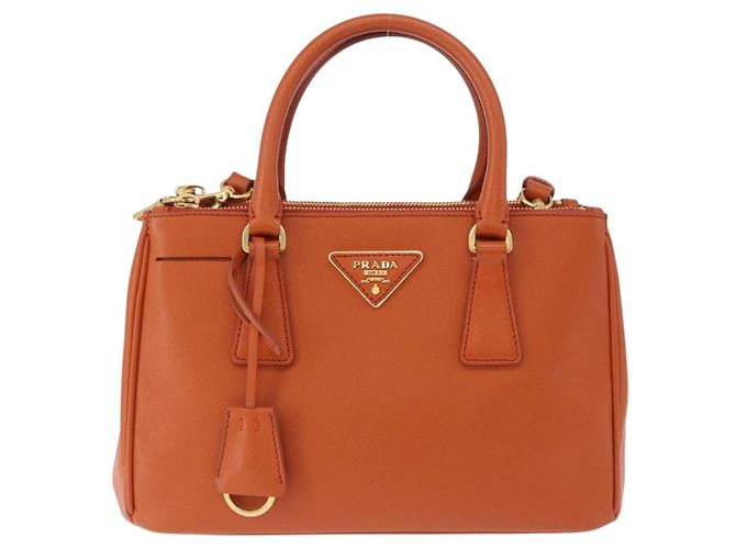 Saffiano Borsa a Mano PRADA Pelle Safiano 2way Orange Gold Auth BA15151 D'oro Arancione - vista 13