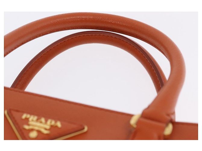 Saffiano Borsa a Mano PRADA Pelle Safiano 2way Orange Gold Auth BA15151 D'oro Arancione - vista 14
