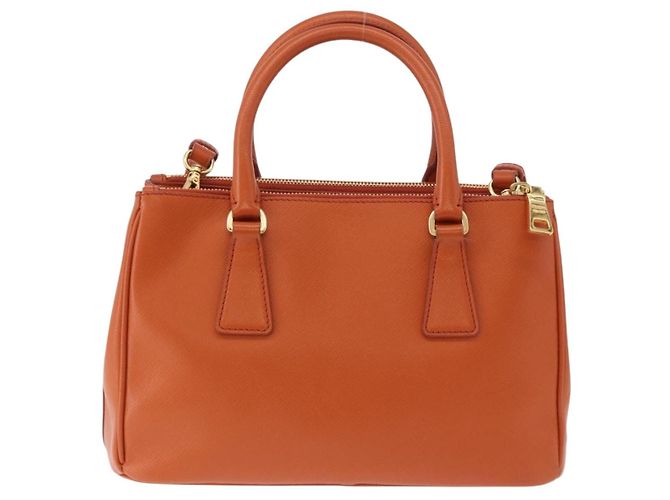 Saffiano Borsa a Mano PRADA Pelle Safiano 2way Orange Gold Auth BA15151 D'oro Arancione - vista 2