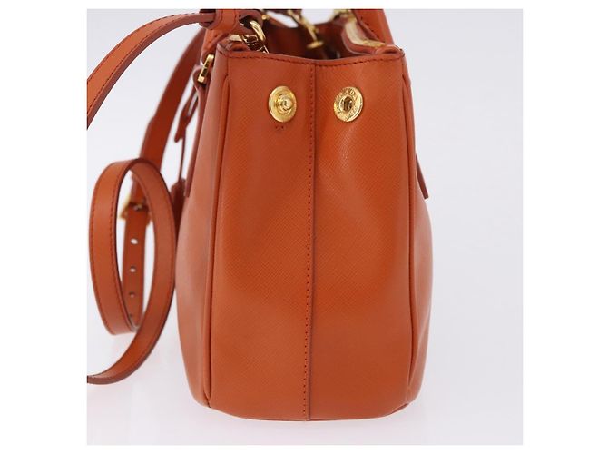Saffiano Borsa a Mano PRADA Pelle Safiano 2way Orange Gold Auth BA15151 D'oro Arancione - vista 3