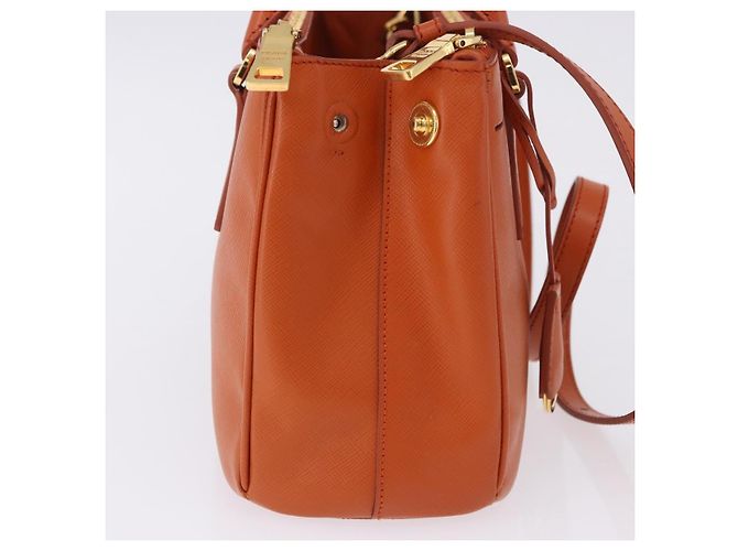 Saffiano Borsa a Mano PRADA Pelle Safiano 2way Orange Gold Auth BA15151 D'oro Arancione - vista 4