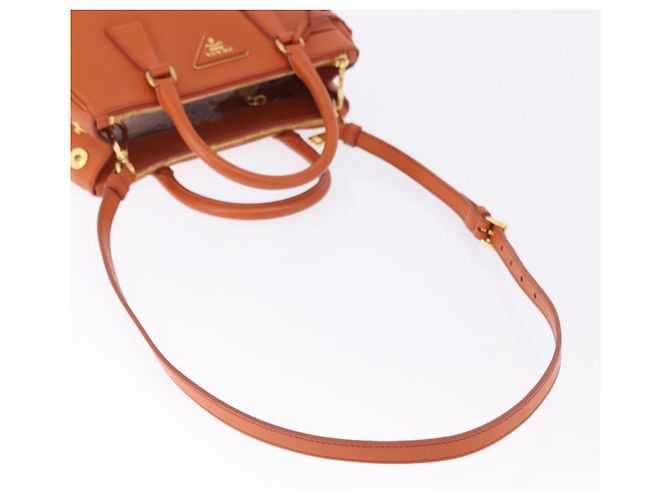 Saffiano Borsa a Mano PRADA Pelle Safiano 2way Orange Gold Auth BA15151 D'oro Arancione - vista 9