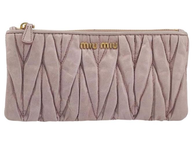 Pouch Miu Miu in pelle rosa oro Auth 196689A D'oro - vista 13