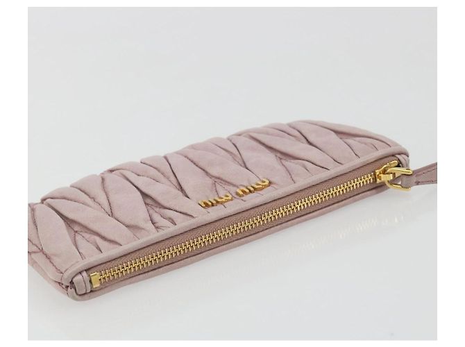 Pouch Miu Miu in pelle rosa oro Auth 196689A D'oro - vista 5