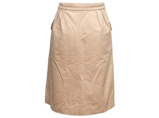 Falda de algodón con botones Yves Saint Laurent Tan Talla FR 34 Camello - vista 3