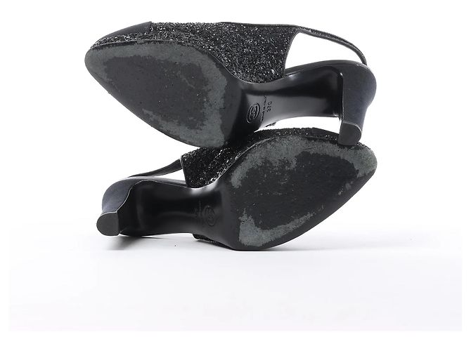 Chanel Coco Mark Leder x Glitter Pumps in Schwarz G37586, Größe EU 37 C - Ansicht 10