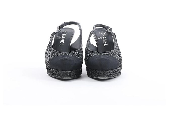 Chanel Coco Mark Leder x Glitter Pumps in Schwarz G37586, Größe EU 37 C - Ansicht 4